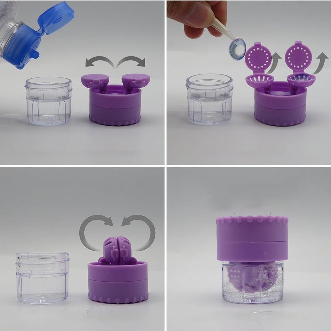 Contact Lens Cleaner Washer Case - Manual Lens Washer Purple | Lens Studio