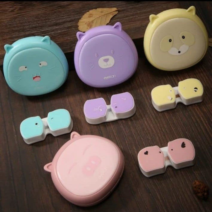 Cute Animal Cartoon Lens Case Set - Cat Bear Raccoon Pig - 4 Colors | Lens Studio