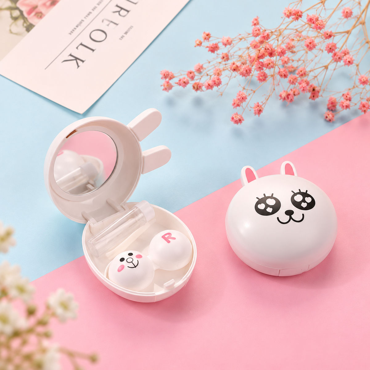 Cute Bunny Contact Lens Case Kit With Mirror Travel Pakistan